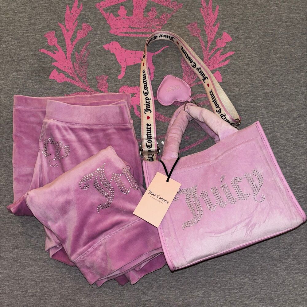 Juicy Couture Extra Spender Mini Tote Fondant Pink Velvet Handbag Crossbody - Picture 10 of 11